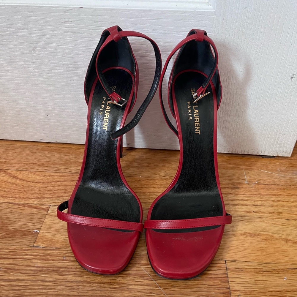 Saint Laurent red leather Jane sandal